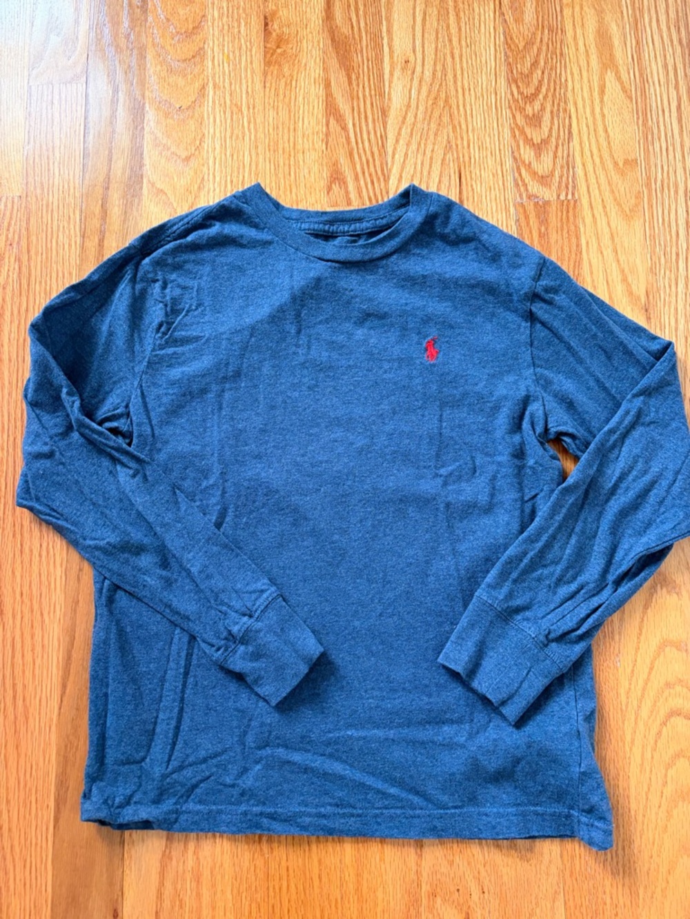 Boys Polo by Ralph Lauren Navy Long-Sleeve Crewneck with Red Pony